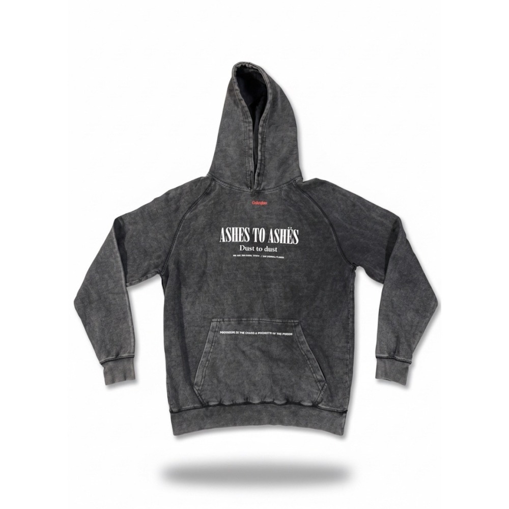 CIVIL REGIME Men Pullover Hoodie Faded Black Sz M Ashes To Ashes Paint Thrashed